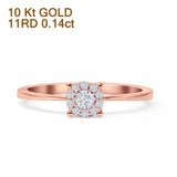 Solitär-Diamant-Halo-Ring, 10 Karat Gold, 0,14 ct