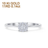 Solitär-Diamant-Halo-Ring, 10 Karat Gold, 0,14 ct