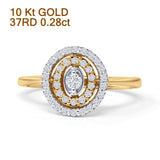 Diamond Halo Ring Milgrain Oval Shape 10K Gold 0.28ct