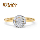 Halo Diamond Ring Round And Baguette 10K Gold 0.20ct