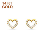 14K Gold 8mm Heart Shaped Cubic Zirconia Stud Earring