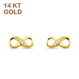 14K Yellow Gold 5mm Solid Infinity Cubic Zirconia Stud Earring