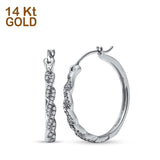 14K Gold Infinity Twisted Design Simulated Cubic Zirconia Round Hoop Earrings