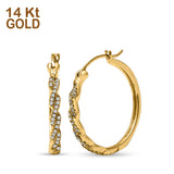 14K Gold Infinity Twisted Design Runde Creolen mit künstlichem Zirkonia