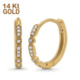 14K Gold Art Deco Half Eternity Round Simulated Cubic Zirconia Hoop Earrings