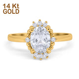 Halo-Ehering aus 14-karätigem Gold im Vintage-Stil, ovale Form, künstlicher Zirkonia, für Hochzeit und Verlobung