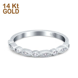 14K Gold Half Eternity Round Shape Ring Wedding Engagement Band Simulated CZ