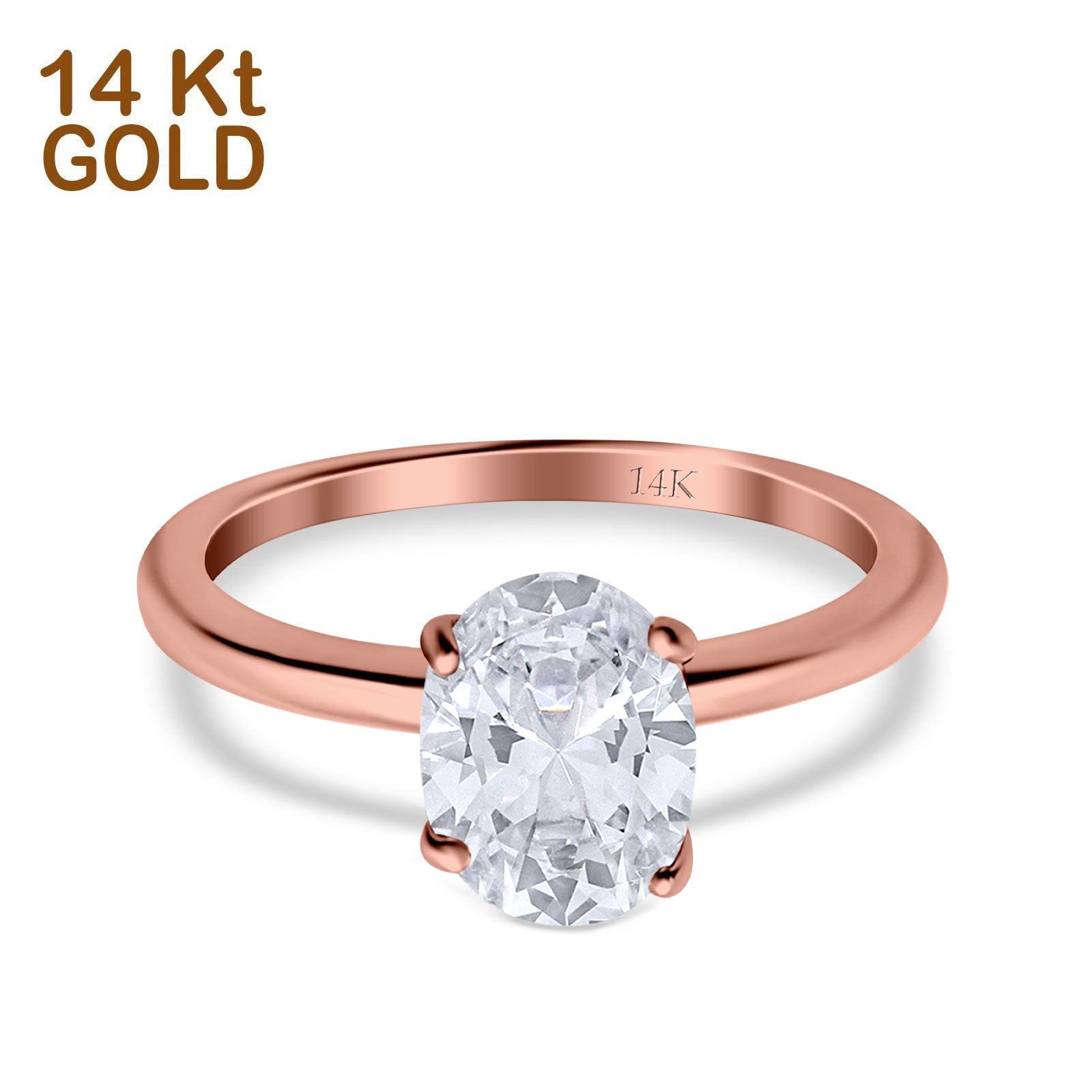 14K Gold Cathedral Oval Shape Bridal Simulated Cubic Zirconia Wedding Engagement Ring