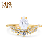 14K Gold Art Deco Solitär-Akzent Birnenform Braut-Hochzeits-Verlobungsring mit künstlichem Zirkonia