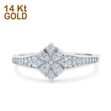 14K Gold Round Pave Simulated Cubic Zirconia Wedding Engagement Ring