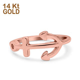 14K Gold Anchor Band Solid Wedding Engagement Thumb Ring