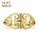 Filigraner Ehering mit keltischem Kreuz aus 14-karätigem Gold