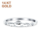 Claddagh Stackable Dainty Irish Heart Promise Ring Solid 14K Gold