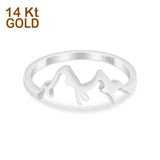 14K Gold Mountain Band Solid Wedding Engagement Ring