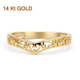 Heart Filigree Midi V Band Chevron Thumb Ring 14K Gold