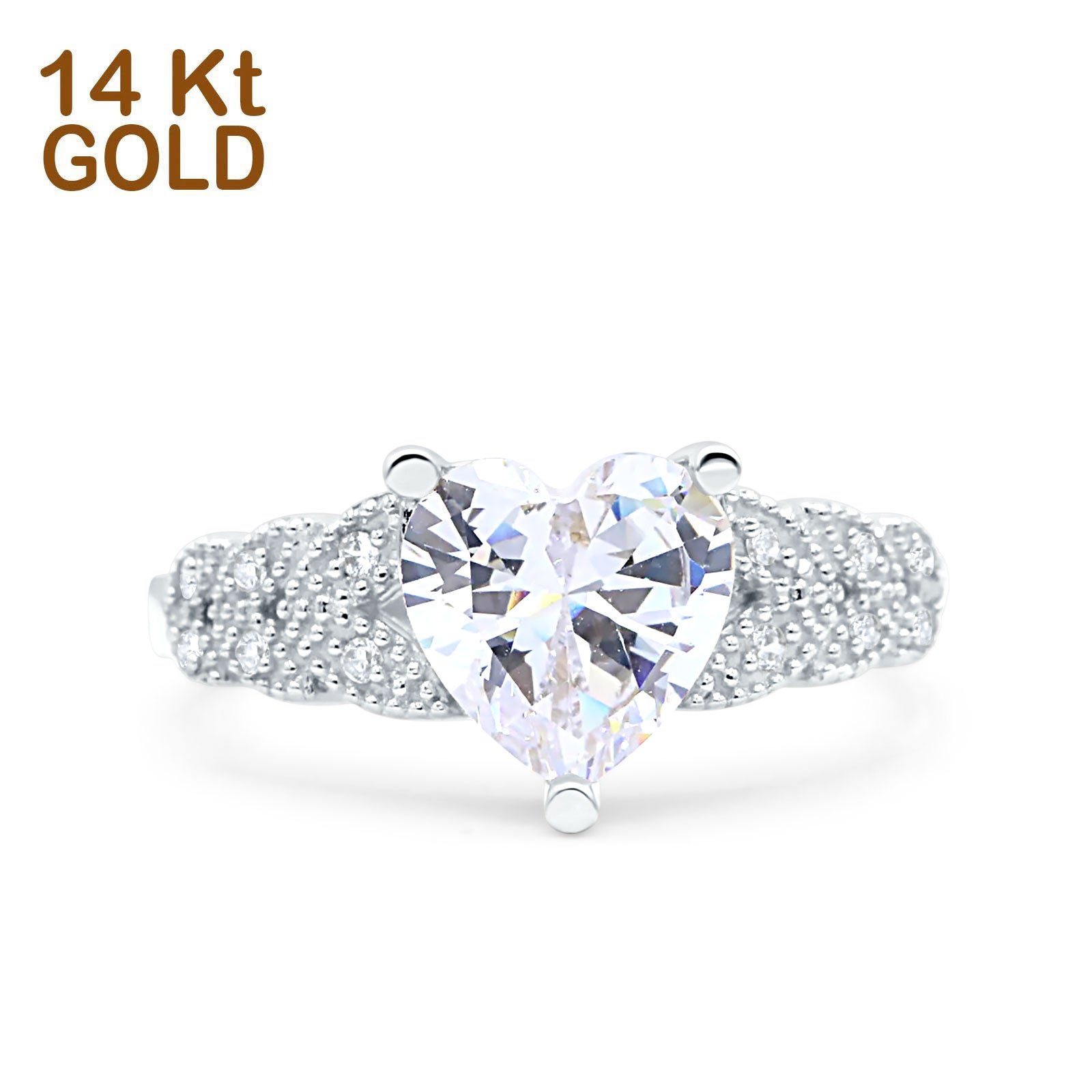 14K Gold Art Deco Vintage Marquise Shape Solid Bridal Simulated Cubic Zirconia Wedding Engagement Ring