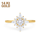 14K Gold Cluster runder Braut-Hochzeits-Verlobungsring mit künstlichem Zirkonia