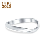 14K Gold Thumb Curve Band Solid Wedding Engagement Ring