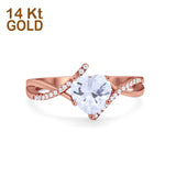 14K Gold Heart Shape Twisted Shank Promise Simulated Cubic Zirconia Wedding Engagement Ring