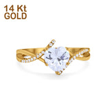 14K Gold Herzform Twisted Shank Promise Simuliert Zirkonia Hochzeit Verlobungsring