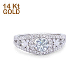 14K Gold Dragonfly Accent Round Shape Simulated Cubic Zirconia Wedding Engagement Ring