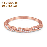 14 K Gold 0,10 ct rund 3 mm G SI Half Eternity Infinity Twisted Band Diamant-Verlobungs-Ehering