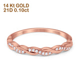 14K Gold 0.10ct Round 3mm G SI Half Eternity Infinity Twisted Band Diamond Engagement Wedding Ring