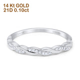 14K Gold 0.10ct Round 3mm G SI Half Eternity Infinity Twisted Band Diamond Engagement Wedding Ring