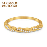 14 K Gold 0,10 ct rund 3 mm G SI Half Eternity Infinity Twisted Band Diamant-Verlobungs-Ehering