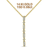 14 K Gold 0,08 ct Diamant Drop Vertical Bar Anhänger Kette Halskette 18