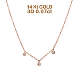 14K Gold 0.07ct Diamond Bezel Pendant Chain Necklace 18" Long