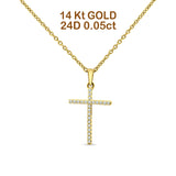 14 K Gold 0,05 ct Diamant-Kreuz-Anhänger-Kette, 45,7 cm lang