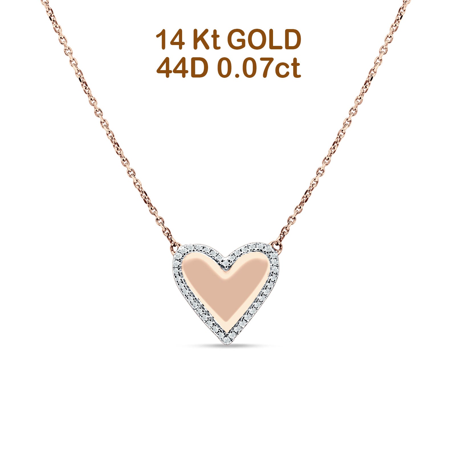 Heart Pendant Diamond Necklace 14K Gold 0.07ct