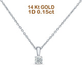 14K Gold 0.15ct Diamond Solitaire Pendant Chain Necklace 18" Long