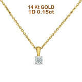 Halskette mit Solitär-Anhänger aus 14-karätigem Gold, 0,15 Karat Diamant, 45,7 cm lang