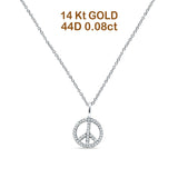 Peace-Zeichen-Halskette mit Diamant-Anhänger, 14 Karat Gold, 0,08 ct