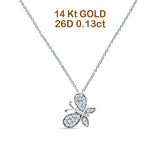 Butterfly Necklace Diamond Pendant 14K Gold 0.13ct