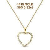 Heart Necklace Diamond Pendant 14K Gold 0.32ct
