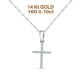 14K Gold 0.10ct Cross Diamond Pendant Chain Necklace 18" Long