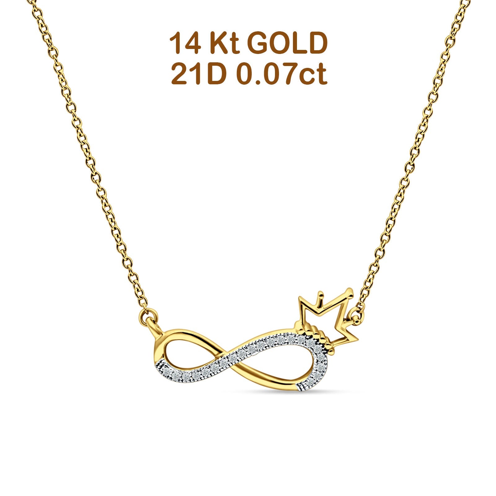 Infinity Diamond Necklace 14K Gold 0.07ct