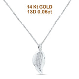 Blatt-Halskette mit Diamant-Anhänger, 14 Karat Gold, 0,06 ct