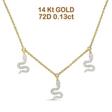 Baumelnde Diamant-Schlangenhalskette aus 14-karätigem Gold mit 0,13 ct