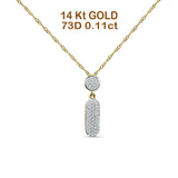 14K Gold 0.11ct Crystal Drop Diamond Pendant Chain Necklace 18