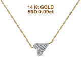 Seitliche Herz-Diamant-Halskette, 14 Karat Gold, 0,09 ct