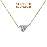 Diamond Sideways Heart Necklace 14K Gold 0.09ct