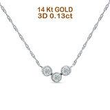 14 K Gold 0,13 ct Drei-Stein-Diamant-Anhänger-Kette, 45,7 cm lang