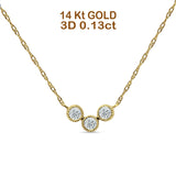 14 K Gold 0,13 ct Drei-Stein-Diamant-Anhänger-Kette, 45,7 cm lang