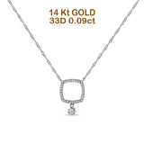 Hängende Diamant-Halskette im Kissenschliff, 14 Karat Gold, 0,09 ct