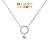 Baumelnde Diamant-Halskette mit offenem Kreis, 14 K Gold, 0,09 ct