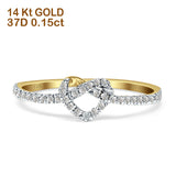 14 K Gold Schmuck 0,15 ct Twisted Knot Heart Infinity runder Diamant-Verlobungsring
